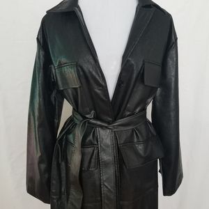 Nasty Gal Faux Leather Trench Coat